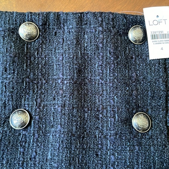 BNWT Loft Black Tweed Button Wrap Skirt size 4 fully lined - Picture 2 of 10